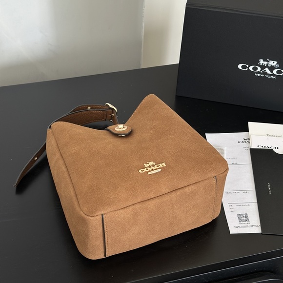 Coach Hadley Convertible Crossbody Bag Suede Brown CW004 - Picture 5 of 6